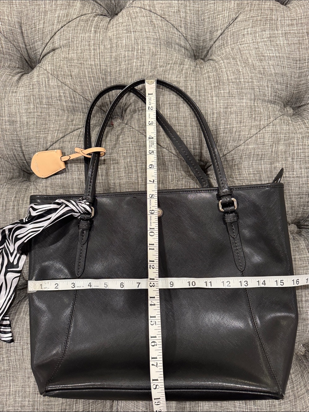 Coach Bag Large Peyton Leather Zip Top Tote Black Leather Tote - Picture 17 of 17